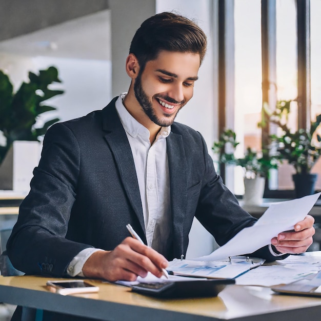 [freepicdownloader.com]-smiling-young-businessman-calculating-business-income-doing-paperwork-office-normal